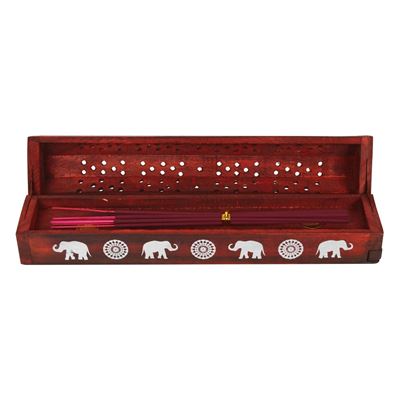 Rosewood Elephant Design Incense Box with Sticks
